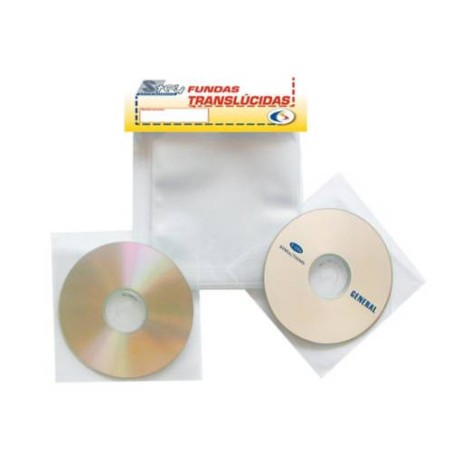 2635-PACK DE 100 FUNDAS CD-DVD PP TRANSPARENTE NO ADHESIVAS CON SOLAPA 3L 10297