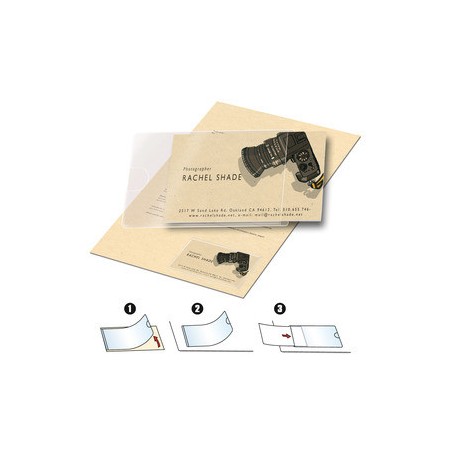 PACK DE 100 FUNDAS ADHESIVAS PARA TARJETAS DE VISITA- APERTURA LATERAL - 60 X 95 MM 3L 10109