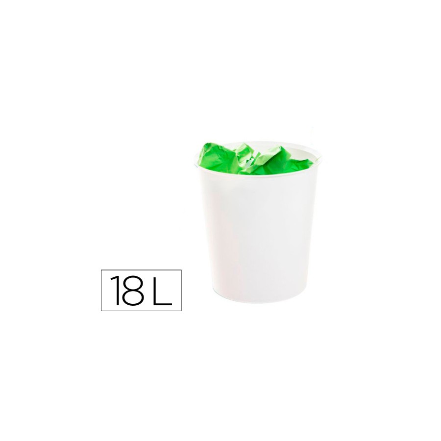 26425-PAPELERA 18 LITROS POLIPROPILENO 100% RECICLADO Y RECICLABLE 290 X 310 MM BLANCO ARCHIVO 2000 2001 BL PS