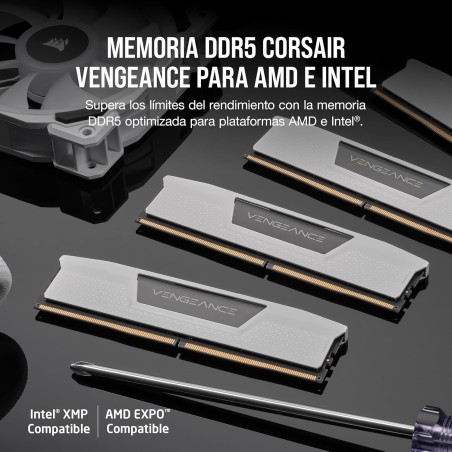 26467-MEMORIA CORSAIR DDR5 32GB 2X16GB PC6400 VENGEANCE BLANCA CMK32GX5M2B6400Z32W
