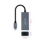 26491-Nanocable Conversor USB-C a Ethernet Gigabit 10/100/1000 Mbps, Aluminio, Gris, 15 cm