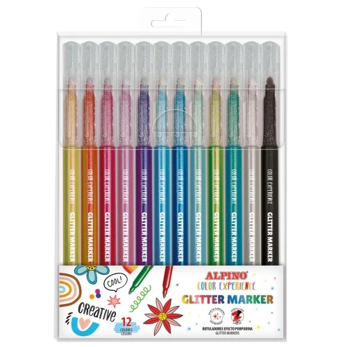 26647-ESTUCHE 12 GLITTER MARKER COLOR EXPERIENCE ALPINO AR001084