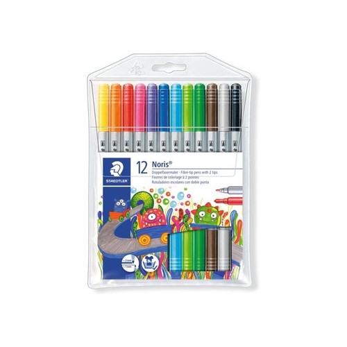 26674-ESTUCHE CARTON CON 12 ROTULADORES DOBLE PUNTA COLORES NEON STAEDTLER 3200 C12