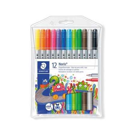 26674-ESTUCHE CARTON CON 12 ROTULADORES DOBLE PUNTA COLORES NEON STAEDTLER 3200 C12