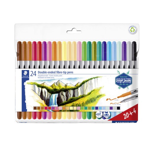 26675-ESTUCHE CARTON CON 12 ROTULADORES DOBLE PUNTA COLORES PASTEL STAEDTLER 3200 C12PA