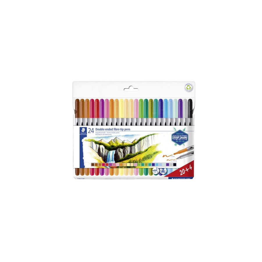 26675-ESTUCHE CARTON CON 12 ROTULADORES DOBLE PUNTA COLORES PASTEL STAEDTLER 3200 C12PA