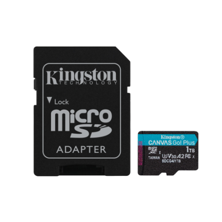 26787-Kingston Technology Tarjeta microSDXC Canvas Go Plus Gen4 de 1 TB, 200 MB/s, A2 U3 V30 y adaptador