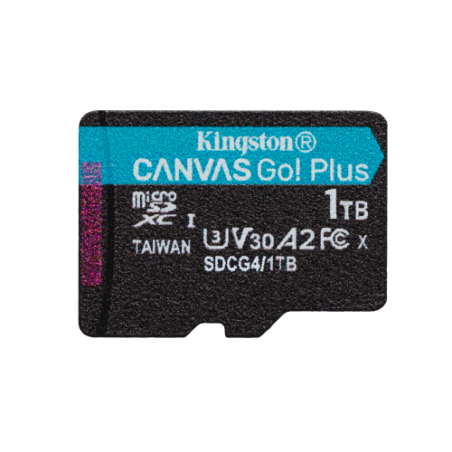 26788-Kingston Technology Tarjeta microSDXC Canvas Go Plus Gen4 de 1 TB, 200 MB/s, A2 U3 V30 y adaptador