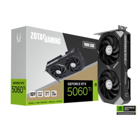 26793-VGA ZOTAC RTX 5060 TI 16GB TWIN EDGE,NV,RTX5060TI,16GB,GDDR7,128BIT,1HDMI+3DP,2 VENTILADORES (ZT-B50620E-10M)