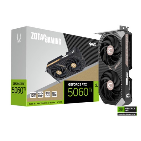 26794-VGA ZOTAC RTX 5060 TI 16GB AMP,NV,RTX5060TI,16GB,GDDR7,128BIT,1HDMI+3DP,2 VENTILADORES (ZT-B50620F-10M)