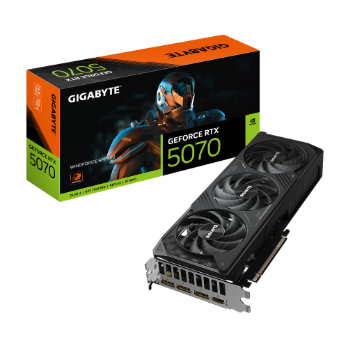 GIGABYTE GeForce RTX 5070 WINDFORCE SFF 12G Tarjeta grafica - 12 GB GDDR7, 192 bits, PCI-E 5.0, Frecuencia del nucleo 2512 MHz, 