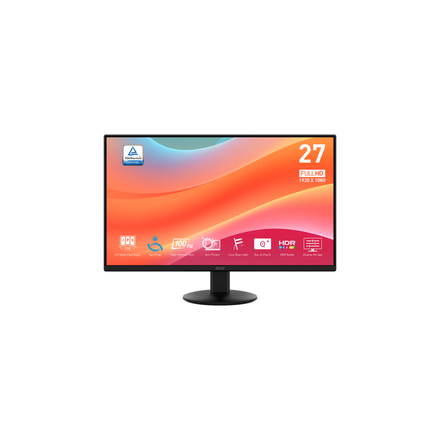 26898-MSI MONITOR PRO MP272L. 27". PLANO IPS. 1920x1080 . 100HZ. NEGRO