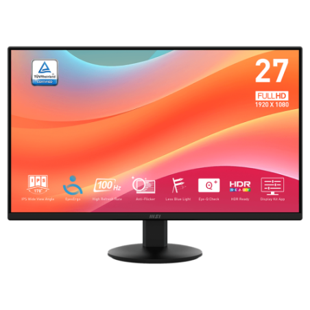 26898-MSI MONITOR PRO MP272L. 27". PLANO IPS. 1920x1080 . 100HZ. NEGRO