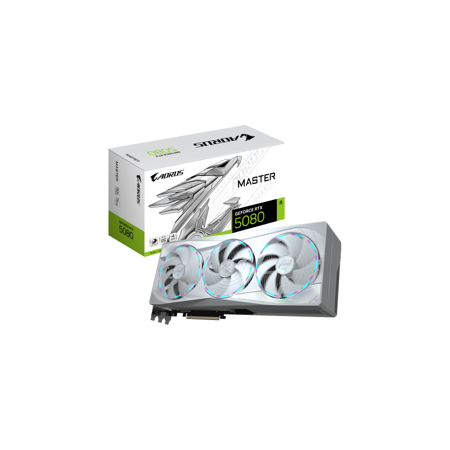 26995-GIGABYTE AORUS GeForce RTX 5080 MASTER ICE 16G Tarjeta Grafica - 16GB GDDR7, 256 bits, PCI-E 5.0, 2805MHz Core Clo