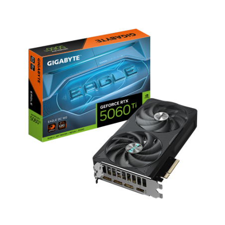 27018-GIGABYTE GeForce RTX 5060 Ti EAGLE OC 16G Tarjeta Grafica - 16 GB GDDR7, 128 bits, PCI-E 5.0, 2617 MHz Frecuencia