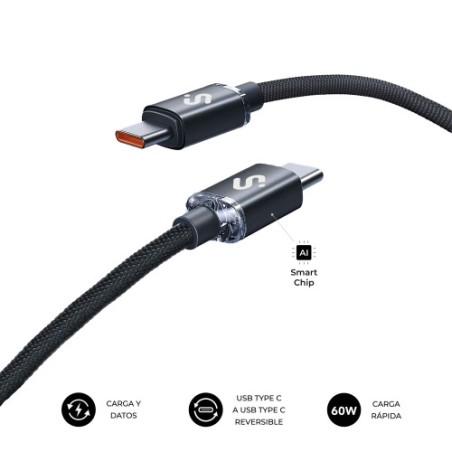 27027-SUBBLIM CABLE OPTIMUS 60W C-C 1m BLACK