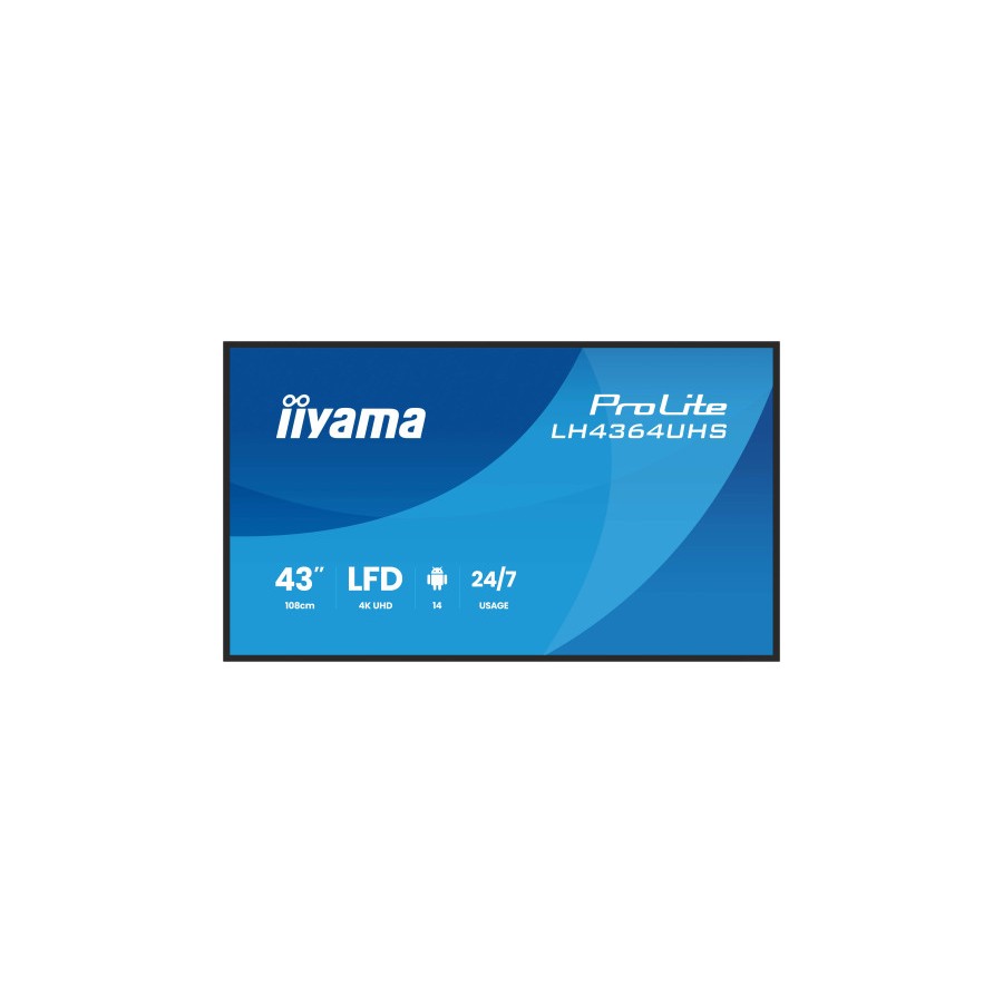 27095-IIYAMA MONITOR 43" 3840x2160, UHD VA DLED  500cd/m, HORIZ Y VERT, MM 2x 10W, 2x HDMIx 1x USB-C, USB 2.0 x2, WiFi,