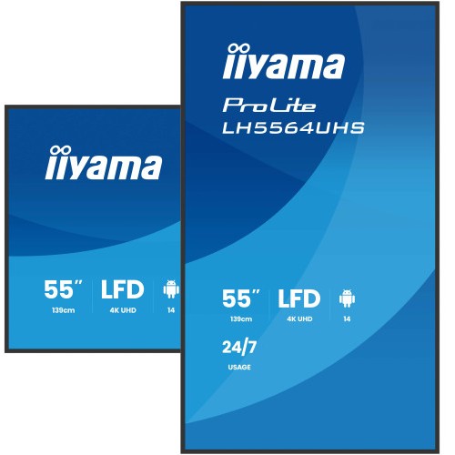 27099-IIYAMA MONITOR 55" 3840x2160, UHD VA DLED  500cd/m, HORIZ Y VERT, MM 2x 10W, 2x HDMIx 1x USB-C, USB 2.0 x2, WiFi,