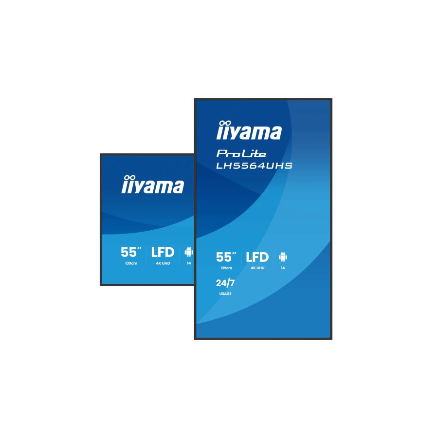 27099-IIYAMA MONITOR 55" 3840x2160, UHD VA DLED  500cd/m, HORIZ Y VERT, MM 2x 10W, 2x HDMIx 1x USB-C, USB 2.0 x2, WiFi,