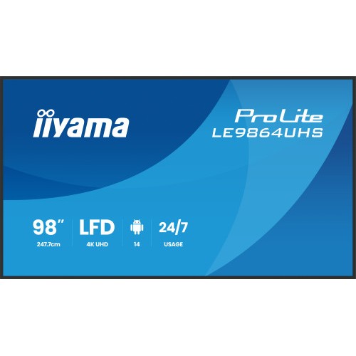 27102-IIYAMA MONITOR 98" 3840x2160, UHD VA DLED  500cd/m, HORIZ Y VERT, MM 2x 10W, 2x HDMIx 1x USB-C, USB 2.0 x2, WiFi,