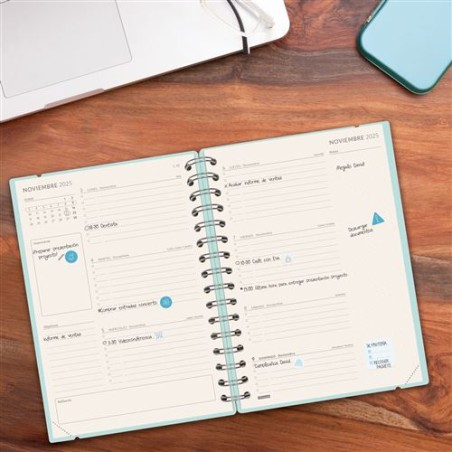 27412-AGENDA 16 MESES SEPTIEMBRE 2025-DICIEMBRE 2026 HAIKU E10-155X212 SEMANA VISTA HORIZONTAL AZUL+ FINOCAM 627400426