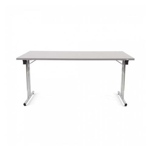 MESA PLEGABLE CON PATAS CROMADAS Y TABLERO GRIS. 160X80X72CM. ROCADA 7503N