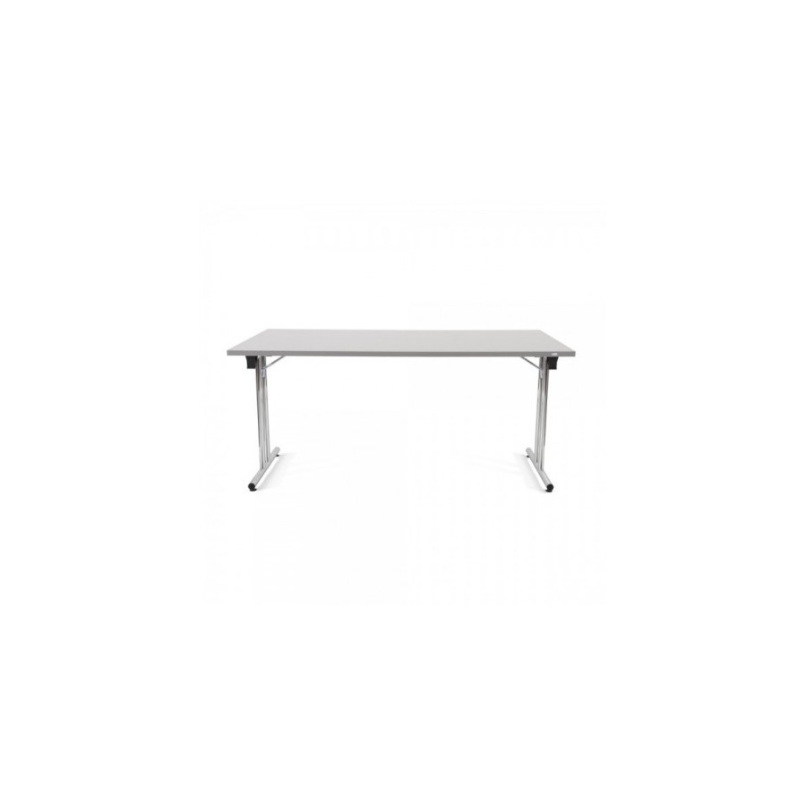 MESA PLEGABLE CON PATAS CROMADAS Y TABLERO GRIS. 160X80X72CM. ROCADA 7503N