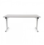 MESA PLEGABLE CON PATAS CROMADAS Y TABLERO GRIS. 160X80X72CM. ROCADA 7503N
