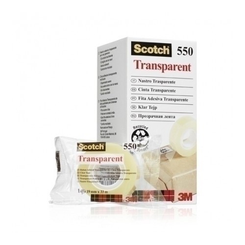 27480-CAJA 8 ROLLOS CINTA ADHESIVA 550 TRANSPARENTE 19MM x 33M 550-1933E SCOTCH 7100029278