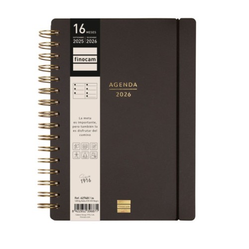27509-AGENDA 16 MESES SEPTIEMBRE 2025-DICIEMBRE 2026 HAIKU E10-155X212 SEMANA VISTA HORIZONTAL NEGRO+ FINOCAM 627400126