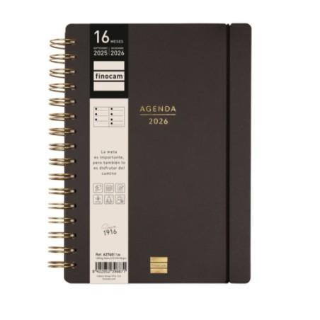27509-AGENDA 16 MESES SEPTIEMBRE 2025-DICIEMBRE 2026 HAIKU E10-155X212 SEMANA VISTA HORIZONTAL NEGRO+ FINOCAM 627400126