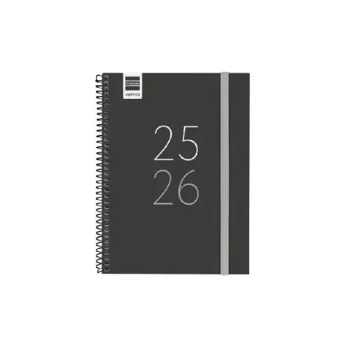 27514-AGENDA ESCOLAR 2025-2026 SECUNDARIA 4o 155X212 SEMANA VISTA HORIZONTAL NEGRO+ FINOCAM 634204026