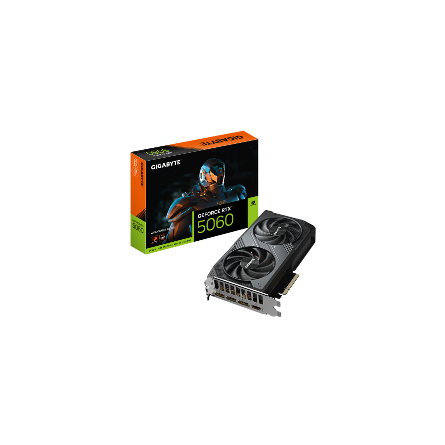 GIGABYTE GeForce RTX 5060 WINDFORCE OC 8G Tarjeta Grafica - 8GB GDDR7, 128bit, PCI-E 5.0, 2512 MHz Frecuencia del nucleo, 3 x Di