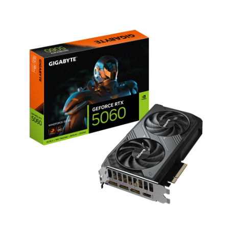 GIGABYTE GeForce RTX 5060 WINDFORCE OC 8G Tarjeta Grafica - 8GB GDDR7, 128bit, PCI-E 5.0, 2512 MHz Frecuencia del nucleo, 3 x Di
