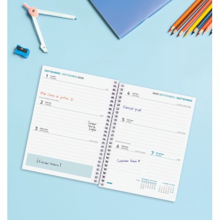 AGENDA ESCOLAR 2025-2026 COOL 8o 120X164 SEMANA VISTA HORIZONTAL NEGRO+ FINOCAM 645000326