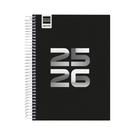 27645-AGENDA ESCOLAR 2025-2026 COOL 4o 155X212 1DIA PAGINA NEGRO+ FINOCAM 645060326