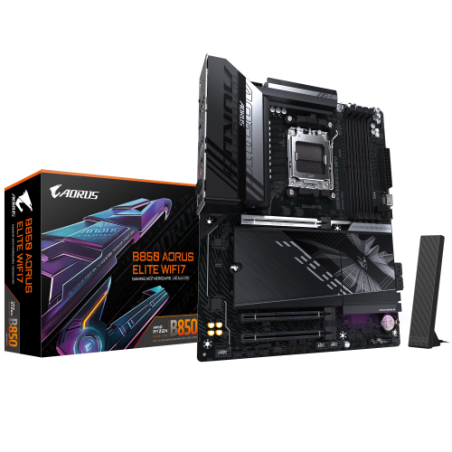 27811-GIGABYTE B850 AORUS ELITE WIFI7 Placa Base - Procesadores AMD Ryzen Serie 9000, VRM digital de 14+2+2 fases, hasta
