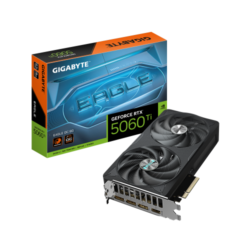 27856-GIGABYTE GeForce RTX 5060 Ti EAGLE OC 8G Tarjeta Grafica - 8 GB GDDR7, 128 bits, PCI-E 5.0, 2617 MHz Frecuencia de