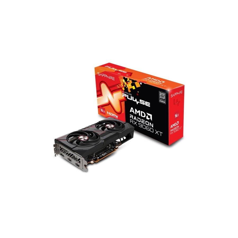 VGA SAPPHIRE PULSE RX 9060 XT GAMING OC,AMD,RX9060XT,16GB,GDDR6,128BIT,2HDMI+2DP (3 VENTILADORES)