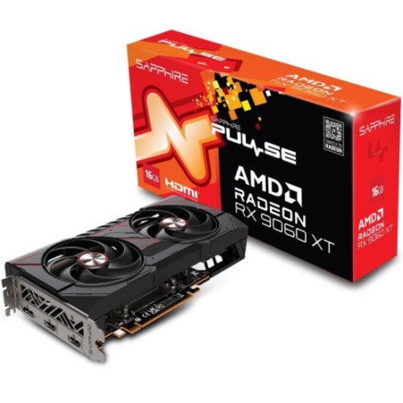 VGA SAPPHIRE PULSE RX 9060 XT GAMING OC,AMD,RX9060XT,16GB,GDDR6,128BIT,2HDMI+2DP (3 VENTILADORES)