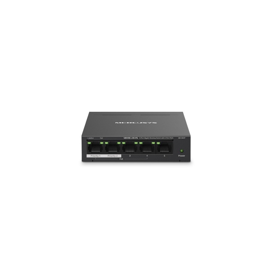 27905-Mercusys MS105GP switch Gigabit Ethernet (10/100/1000) Energia sobre Ethernet (PoE) Negro
