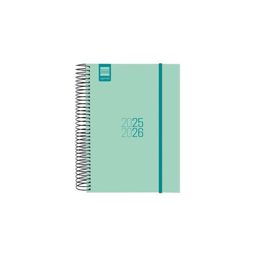 27948-AGENDA ESCOLAR 2025-2026 ESPIR E10-155X212 1DIA PAGINA TURQUESA+ FINOCAM 633120126