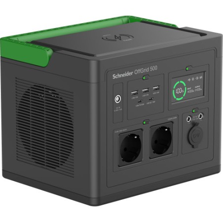 28020-SCHNEIDER OFFGRID PORTABLE POWER STATION 500, 517 WH LITHIUM-ION, 2 SCHUKO, SINEWAVE