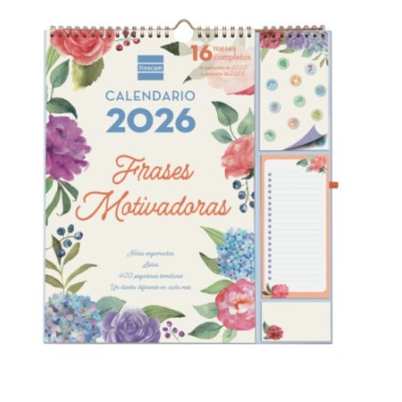 28046-CALENDARIO 16 MESES SEPTIEMBRE 2025-DICIEMBRE 2026 PLUS 340X380 MES VISTA FRASES MOTIVACIONALES+ FINOCAM 540220226