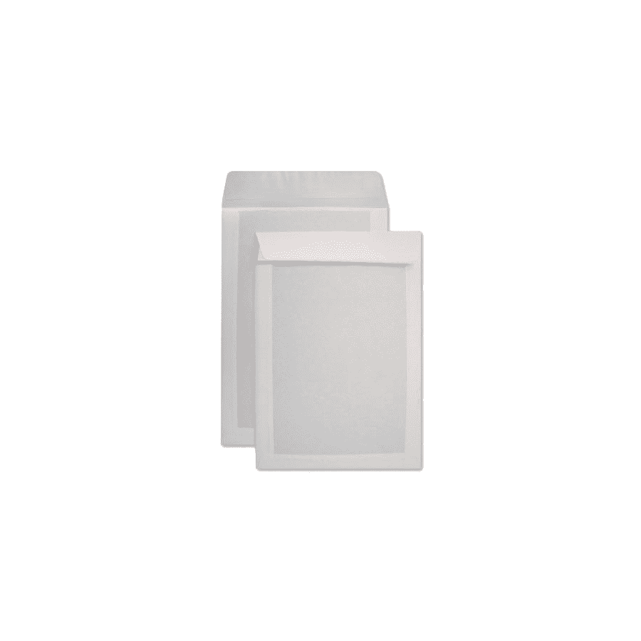 28058-CAJA 125 BOLSAS FOLIO PROLONGADO (260X360) OFFSET BLANCO 120 G.CARTOSAM RESPALDO CARTON 450 GRS. AUTOADHESIVO TIRA