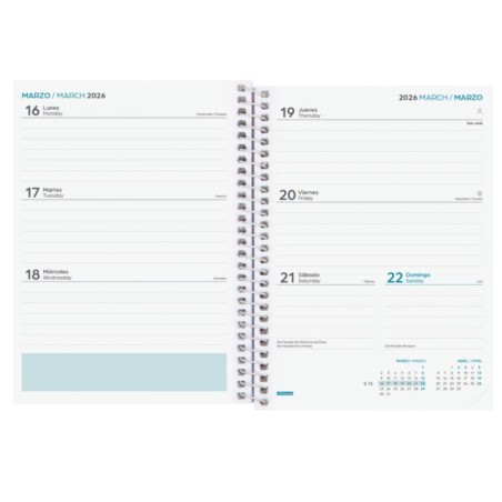 28078-AGENDA ESCOLAR 2025-2026 COOL 8o 120X164 SEMANA VISTA HORIZONTAL AZUL+ FINOCAM 645000126