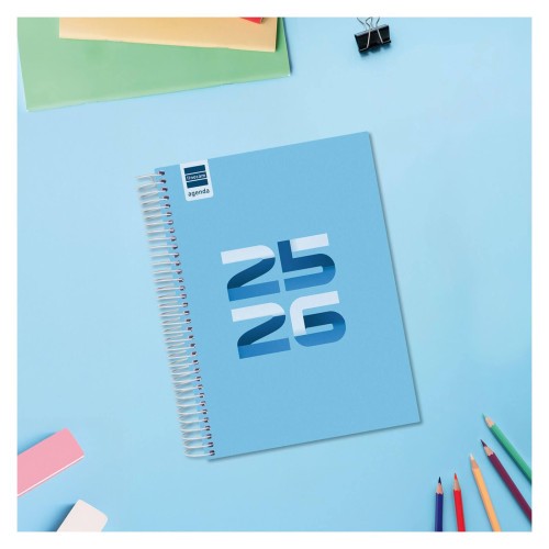 28083-AGENDA ESCOLAR 2025-2026 COOL 4o 155X212 1DIA PAGINA AZUL+ FINOCAM 645060126