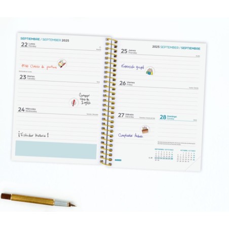 AGENDA ESCOLAR 2025-2026 SECUNDARIA 8o 120X164 SEMANA VISTA HORIZONTAL TROPICAL+ FINOCAM 634225026