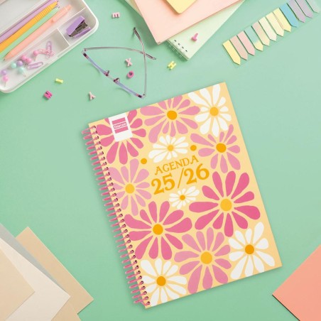 28327-AGENDA ESCOLAR 2025-2026 DIVA 4o 155X212 SEMANA VISTA HORIZONTAL SPRING+ FINOCAM 536140426