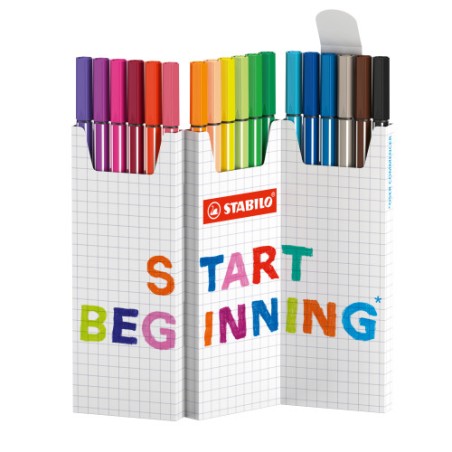 28443-ESTUCHE CARTON ZIG-ZAG ROTULADORES PUNTA FIBRA MEDIA 1MM. PEN 68 CON 18 UNIDADES COLORES SURTIDOS STABILO 6818-8